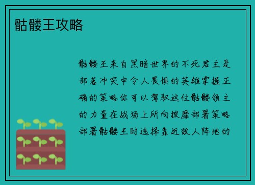 骷髅王攻略